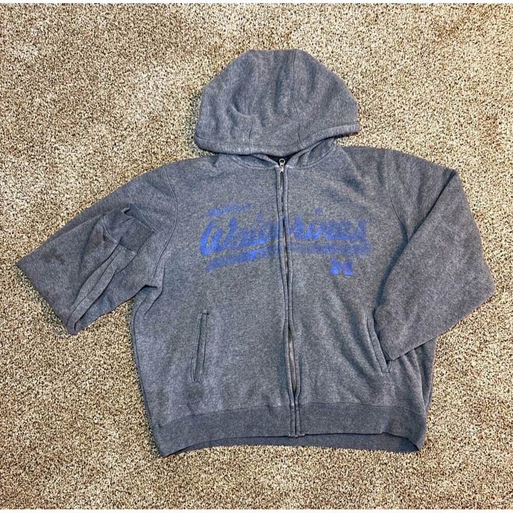 G-III Sports by Carl Banks Michigan Wolverines Full Zip Hoodie Gray/Blue XXL